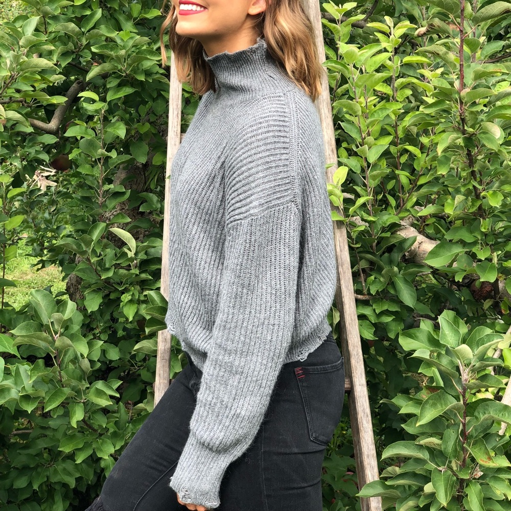 Distressed Turtleneck Sweater